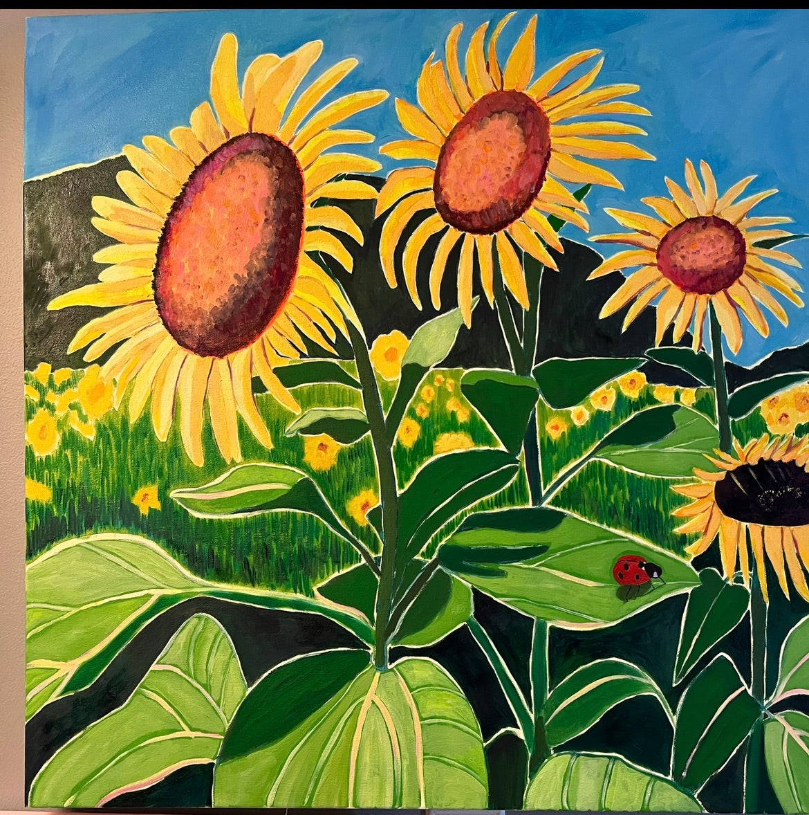 Sunflower Field- 30x30 Original Oil Painting